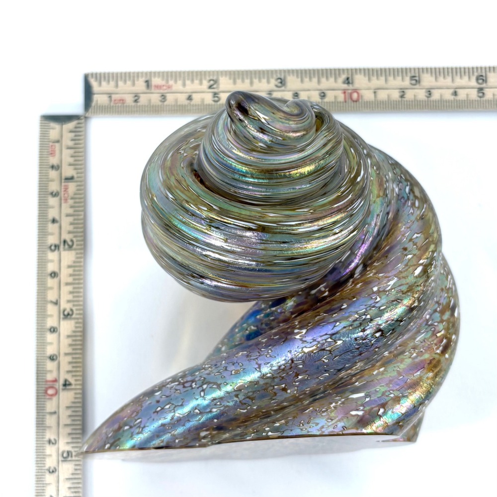 Cohn Stone Art Glass Seashell Sculpture Iridescent Gold Brown 1995 Signed - Picture 9 of 9